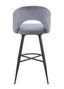Set Of 2 Lincoln Swivel Barstool w Padded Seat and Black Base-Grey Linen,BST20GY - Aspect Furniture Store
