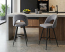 Set Of 2 Lincoln Swivel Barstool w Padded Seat and Black Base-Grey Linen,BST20GY - Aspect Furniture Store