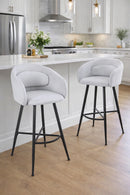 Set Of 2 Skylar Upholstered Swivel Barstool,Black Metal Legs-Cream Linen,BST21CR - Aspect Furniture Store