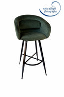 Set Of 2 Skylar Upholstered Swivel Barstool,Black Metal Legs-Green Fabric,BST21GN - Aspect Furniture Store