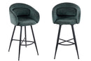 Set Of 2 Skylar Upholstered Swivel Barstool,Black Metal Legs-Green Fabric,BST21GN - Aspect Furniture Store