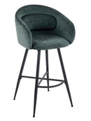 Set Of 2 Skylar Upholstered Swivel Barstool,Black Metal Legs-Green Fabric,BST21GN - Aspect Furniture Store