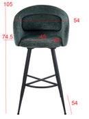 Set Of 2 Skylar Upholstered Swivel Barstool,Black Metal Legs-Green Fabric,BST21GN - Aspect Furniture Store
