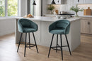 Set Of 2 Skylar Upholstered Swivel Barstool,Black Metal Legs-Green Fabric,BST21GN - Aspect Furniture Store