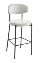 Set Of 2 Charlotte Kitchen Counter Stools with Curved Back and Footrest,Black Metal Legs-Cream Velvet,BST22C - Aspect Furniture Store
