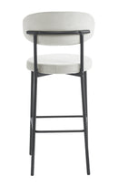 Set Of 2 Charlotte Kitchen Counter Stools with Curved Back and Footrest,Black Metal Legs-Cream Velvet,BST22C - Aspect Furniture Store