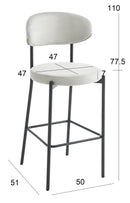 Set Of 2 Charlotte Kitchen Counter Stools with Curved Back and Footrest,Black Metal Legs-Cream Velvet,BST22C - Aspect Furniture Store