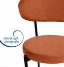 Set Of 2 Charlotte Kitchen Counter Stools with Curved Back and Footrest,Black Metal Legs-Burnt Orange Velvet,BST22OR - Aspect Furniture Store
