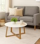 Avery Coffee, White Wooden Top, Bamboo Legs