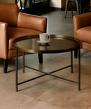 Cassia Round Metal Foldable Tray Top Coffee Table,Bronze