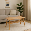 Nikko Bamboo Coffee Table With Shelf,Natural Bamboo