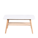 Nikko Bamboo Coffee Table With Shelf,White/Bamboo