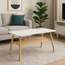 Nikko Bamboo Coffee Table With Shelf,White/Bamboo