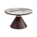 Hattie Round Walnut Sintered Stone Coffee Table,70cm Dia,Pandora/Walnut - Aspect Furniture Store