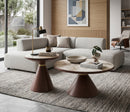 Hattie Round Walnut Sintered Stone Coffee Table,70cm Dia,Pandora/Walnut - Aspect Furniture Store