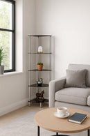 Polo 5 Tier Corner Display Glass Unit-Black Glass