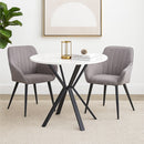Set Of 2 Windsor Modern Accent Chairs/Arm Chairs/Dining Chairs,Grey Fabric Seat And Black Legs