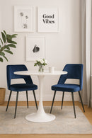 Set Of 2 Mauricette Accent Chairs/Dining Chairs, Blue Velvet-CH074BL