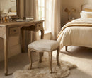 French style Jade Dressing Table Stool , White Washed Wood, Beige Cushion - Aspect Furniture Store