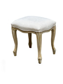 French style Jade Dressing Table Stool , White Washed Wood, Beige Cushion - Aspect Furniture Store