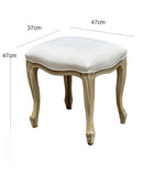 French style Jade Dressing Table Stool , White Washed Wood, Beige Cushion - Aspect Furniture Store