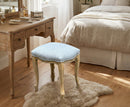 French style Jade Dressing Table Stool , White Washed Wood, Grey Cushion - Aspect Furniture Store