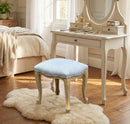 French style Jade Dressing Table Stool , White Washed Wood, Grey Cushion - Aspect Furniture Store