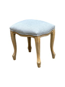 French style Jade Dressing Table Stool , White Washed Wood, Grey Cushion - Aspect Furniture Store