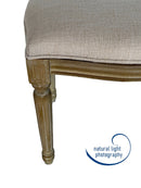 French Style Belle Dressing Table Stool , White Washed Wood, Beige Cushion,CH082BG - Aspect Furniture Store