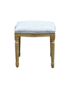 French Style Belle Dressing Table Stool , White Washed Wood, Grey Cushion - Aspect Furniture Store