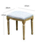 French Style Belle Dressing Table Stool , White Washed Wood, Grey Cushion - Aspect Furniture Store