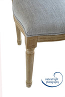 French Style Belle Dressing Table Stool , White Washed Wood, Grey Cushion,CH082GY - Aspect Furniture Store