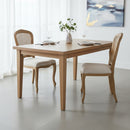 French Style Solid Wood Frame Rattan Back Lillie Dining Chair,Set Of 2-Beige Linen - Aspect Furniture Store