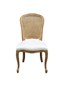 French Style Solid Wood Frame Rattan Back Lillie Dining Chair,Set Of 2-Beige Linen - Aspect Furniture Store