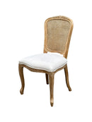 French Style Solid Wood Frame Rattan Back Lillie Dining Chair,Set Of 2-Beige Linen - Aspect Furniture Store
