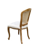 French Style Solid Wood Frame Rattan Back Lillie Dining Chair,Set Of 2-Beige Linen - Aspect Furniture Store