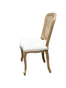 French Style Solid Wood Frame Rattan Back Lillie Dining Chair,Set Of 2-Beige Linen - Aspect Furniture Store