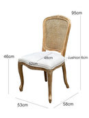 French Style Solid Wood Frame Rattan Back Lillie Dining Chair,Set Of 2-Beige Linen,CH083BGD - Aspect Furniture Store