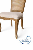 French Style Solid Wood Frame Rattan Back Lillie Dining Chair,Set Of 2-Beige Linen,CH083BGD - Aspect Furniture Store