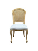 French Style Solid Wood Frame Rattan Back Lillie Dining Chair,Set Of 2-Grey Linen - Aspect Furniture Store