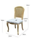French Style Solid Wood Frame Rattan Back Lillie Dining Chair,Set Of 2-Grey Linen,CH083GYW - Aspect Furniture Store