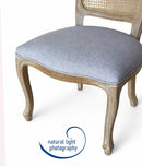 French Style Solid Wood Frame Rattan Back Lillie Dining Chair,Set Of 2-Grey Linen,CH083GYW - Aspect Furniture Store