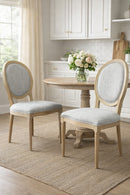 Set of 2 Reiss French Country Dining Chairs, Grey Upholstered Solid Wood Chairs,-Grey Linen,CH084GYW - Aspect Furniture Store