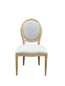 Set of 2 Reiss French Country Dining Chairs, Grey Upholstered Solid Wood Chairs,-Grey Linen,CH084GYW - Aspect Furniture Store