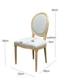 Set of 2 Reiss French Country Dining Chairs, Grey Upholstered Solid Wood Chairs,-Grey Linen,CH084GYW - Aspect Furniture Store