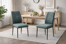 Set Of 2 Anna Upholstered Dining Chairs Black Metal Legs,Green Fabric-CH79GN - Aspect Furniture Store