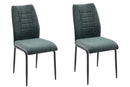 Set Of 2 Anna Upholstered Dining Chairs Black Metal Legs,Green Fabric-CH79GN - Aspect Furniture Store