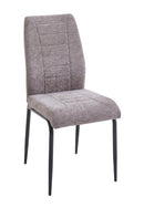 Set Of 2 Anna Upholstered Dining Chairs Black Metal Legs,Light Brown Fabric-CH79LBR - Aspect Furniture Store