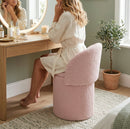 Beth Boucle Dressing Table Storage Stool, Pink-CH80PK - Aspect Furniture Store