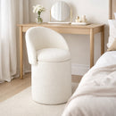 Beth Boucle Dressing Table Storage Stool, White-CH80W - Aspect Furniture Store